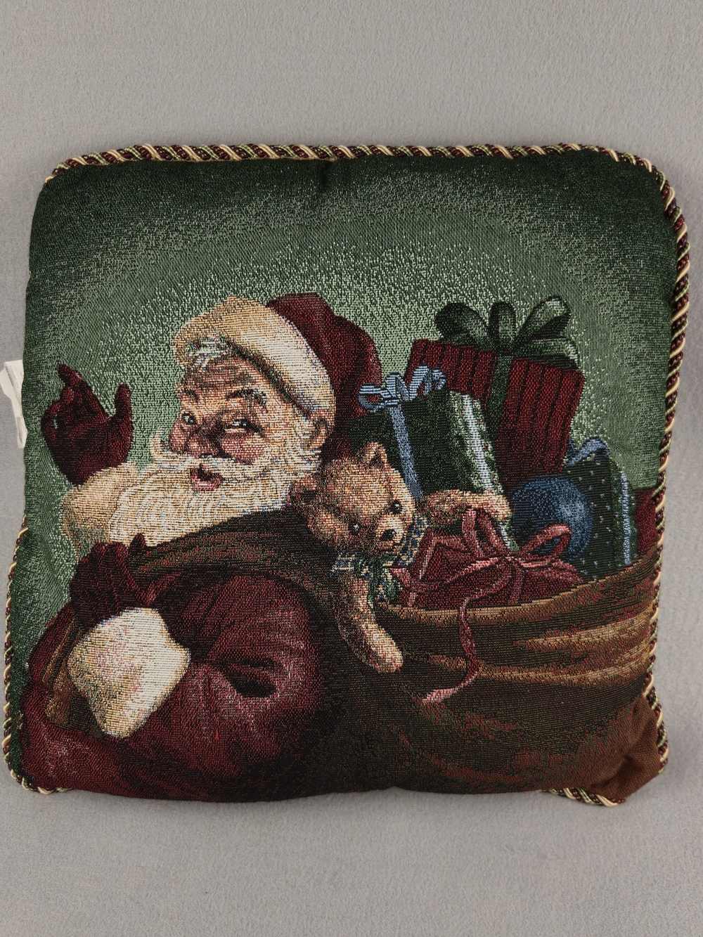 Vintage Mohawk Home Christmas Santa Tapestry Throw Pillow 15x15
